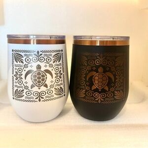 Turtle Design Insulated Tumblers - Black and White